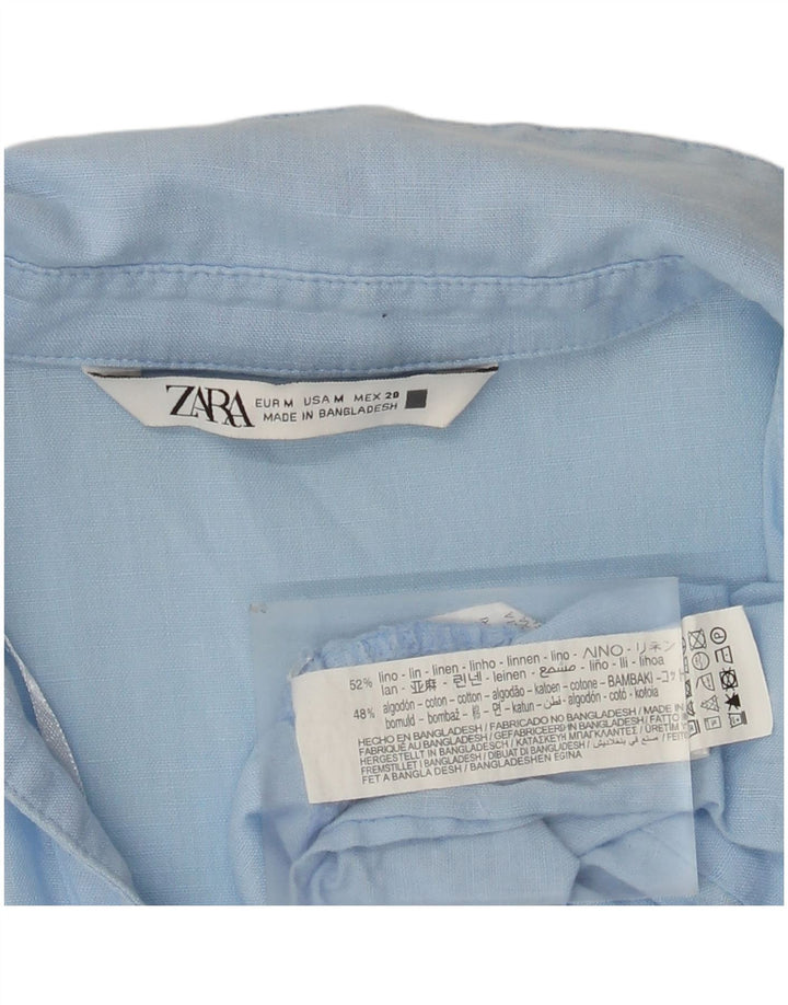 Abito a strati da donna Zara UK 14 Lino blu medio