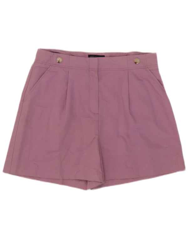 Pantaloncini chino con pegging a vita alta da donna Marks & Spencer UK 16 Large W38 Lilla