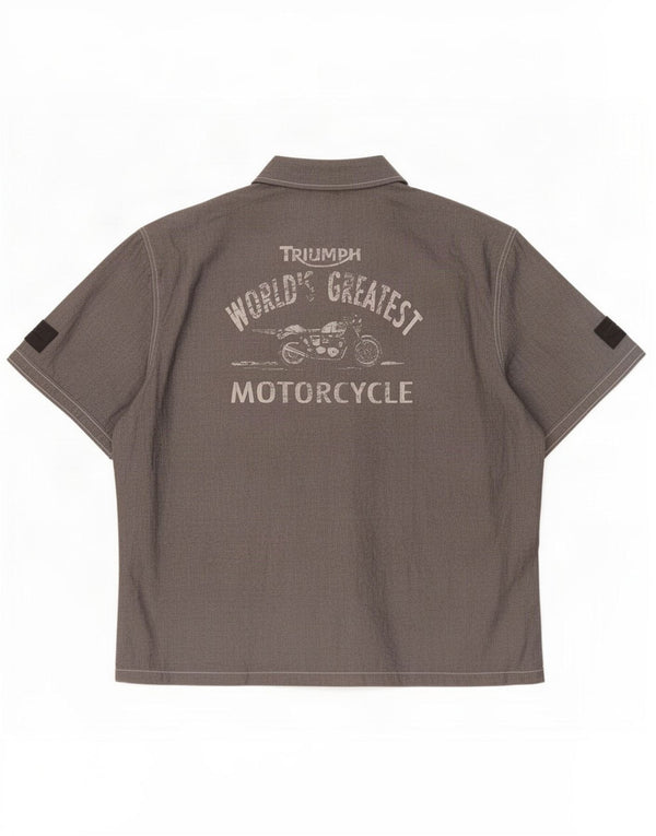 Camicia a maniche corte grafica da uomo Triumph XL in cotone grigio