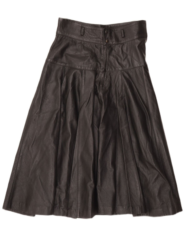 Gonna a trapezio in pelle da donna vintage IT 48 XL W36 Pelle nera