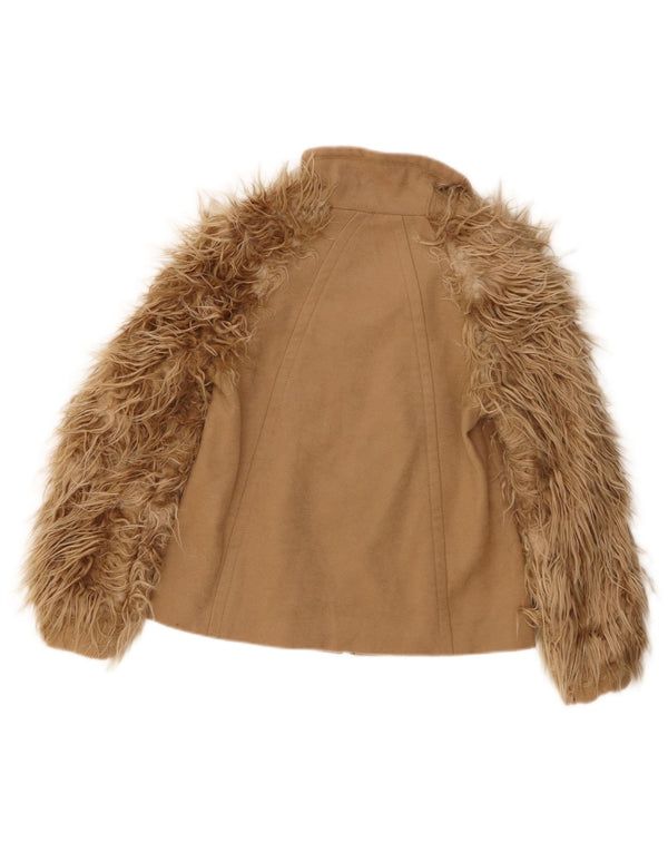 Giubbotto bomber da donna in pelliccia sintetica Zara UK 10 piccolo in lana beige