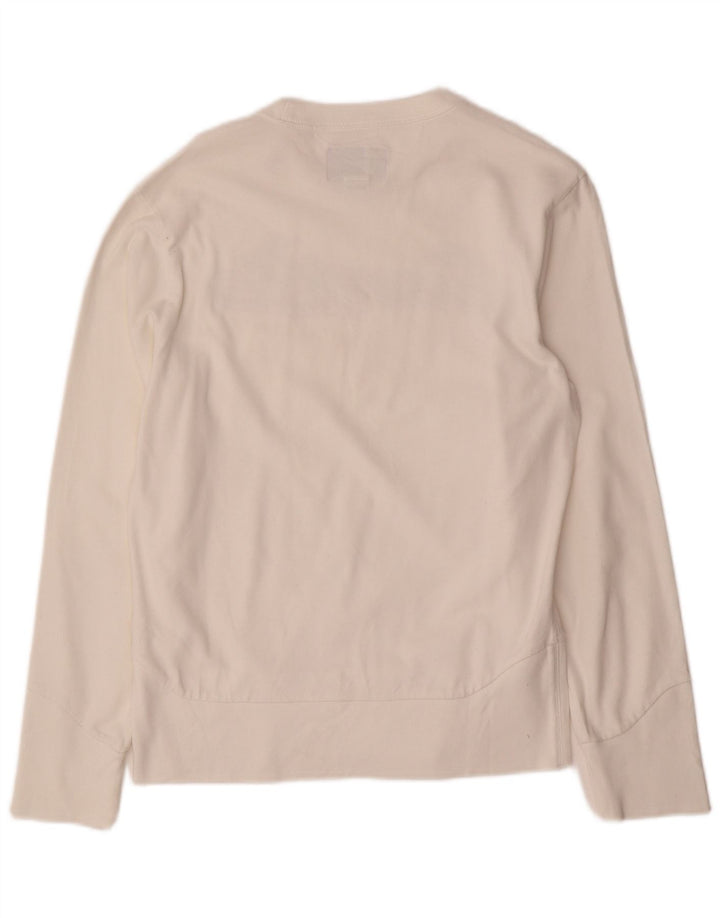 ENERGIE Felpa con grafica da donna Maglione UK 14 Cotone bianco medio