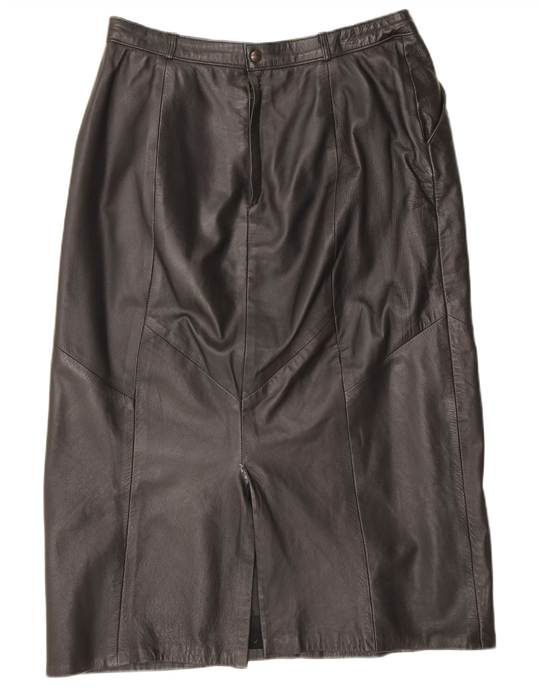 Gonna in pelle vintage da donna IT 42 media W28 nera