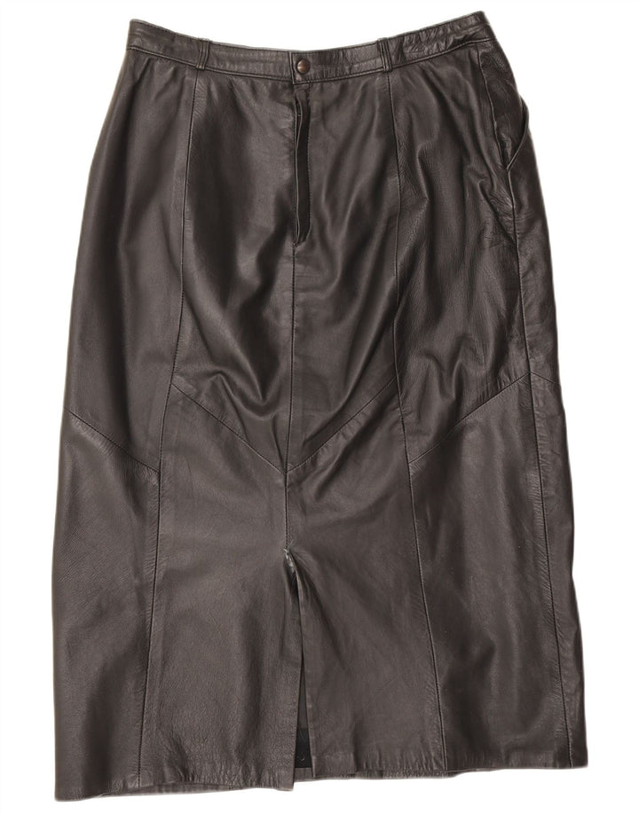 Gonna in pelle vintage da donna IT 42 media W28 nera