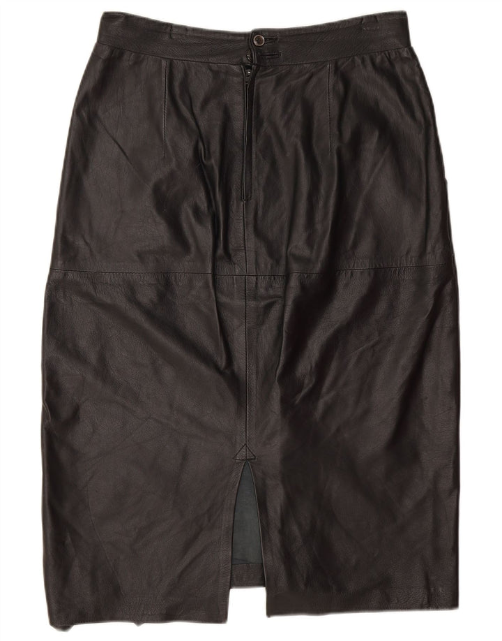 Gonna in pelle vintage da donna W30 media nera