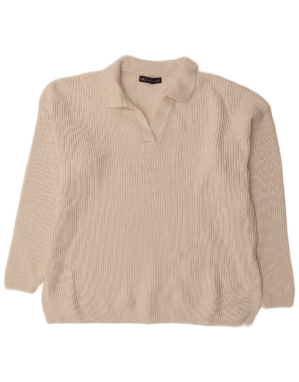 Marks & Spencer Donna Oversize UK 14 Medio Cotone Bianco Sporco