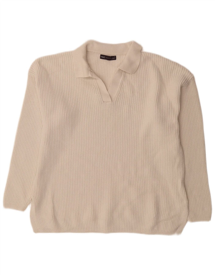 Marks & Spencer Donna Oversize UK 14 Medio Cotone Bianco Sporco