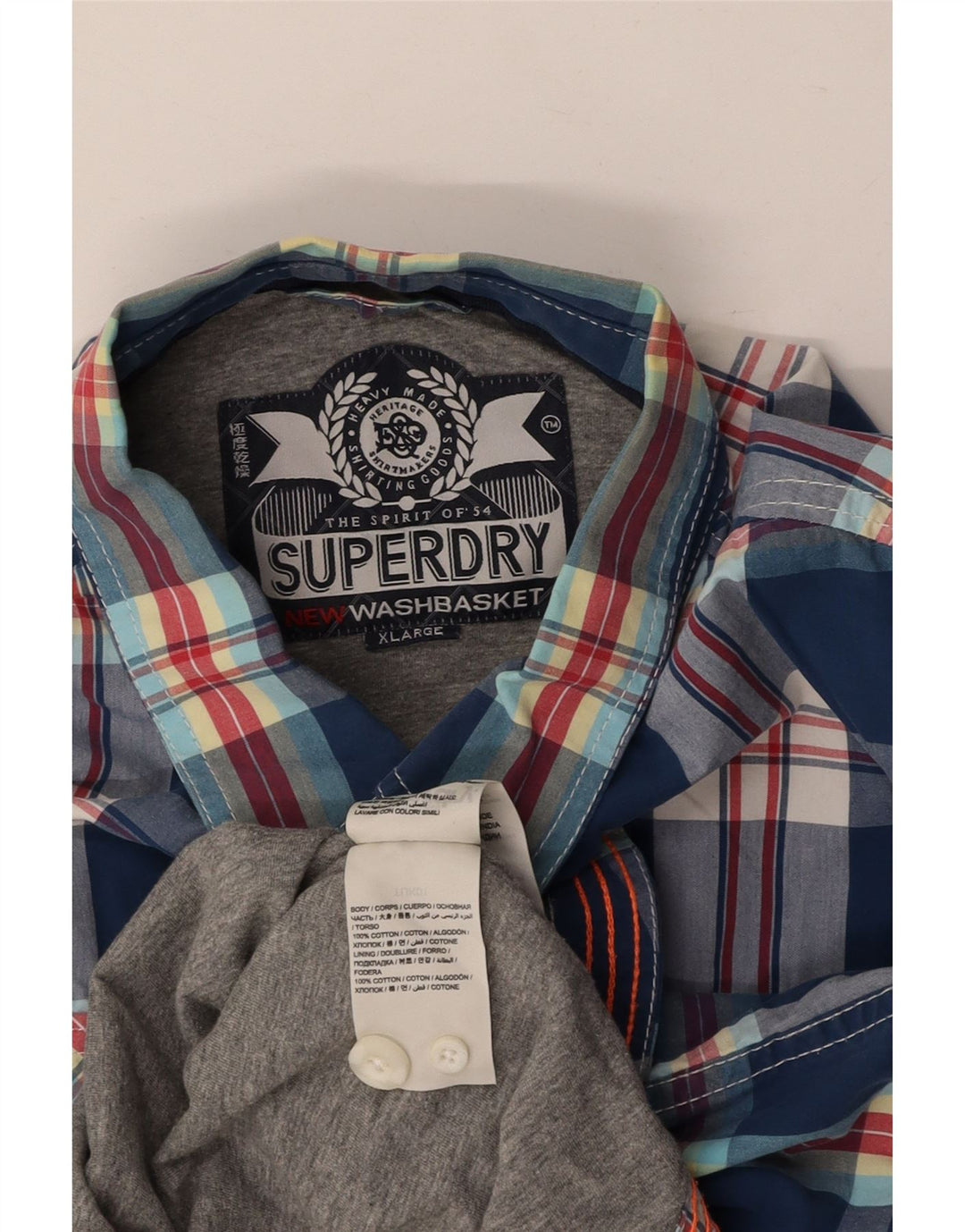 Camicia da uomo SUPERDRY XL in cotone a quadri blu