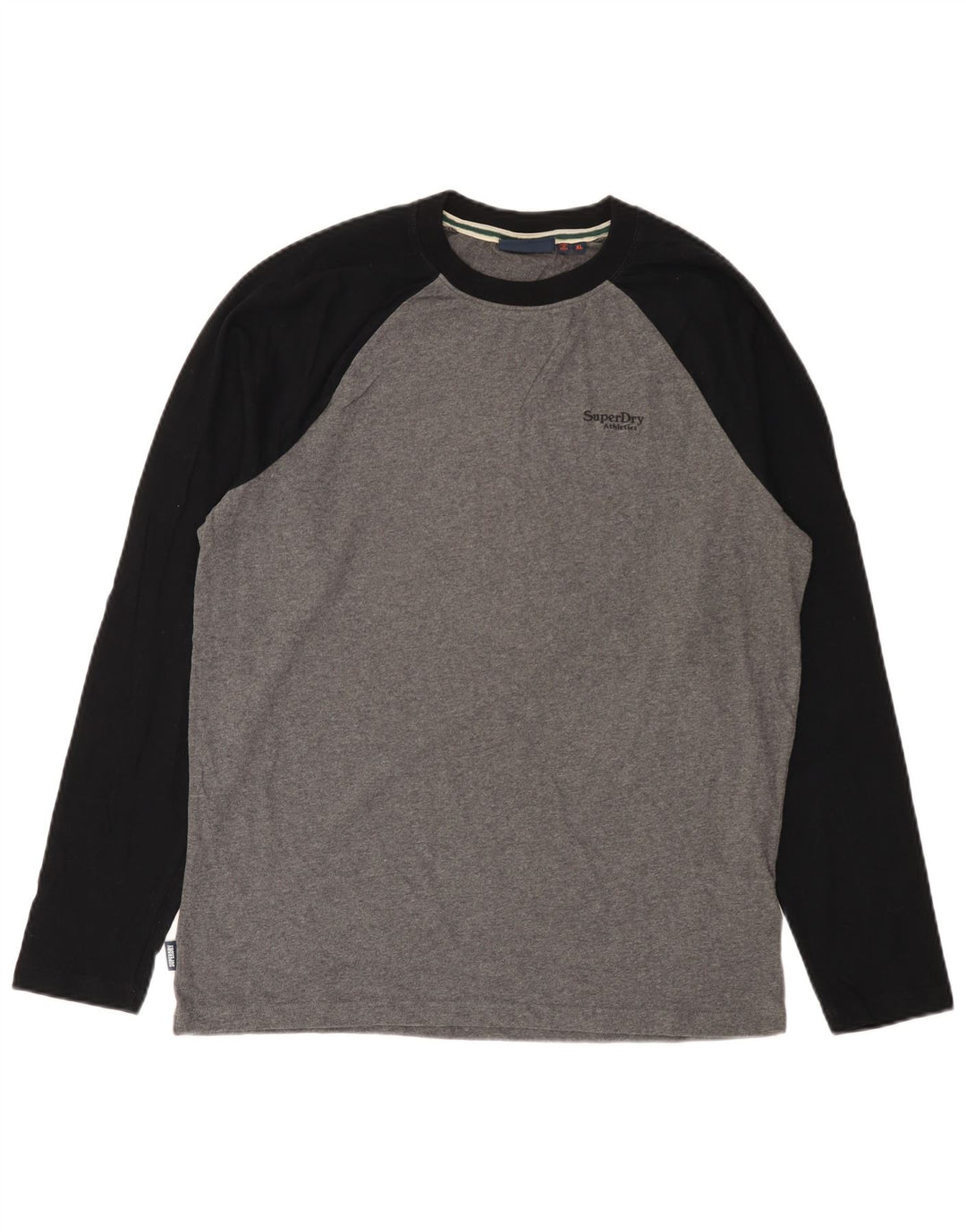 Top da uomo Superdry a maniche lunghe XL in cotone color block grigio