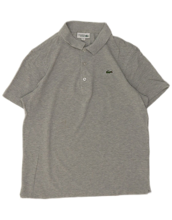 Polo da uomo Lacoste taglia 4 in cotone chiazzato grigio medio