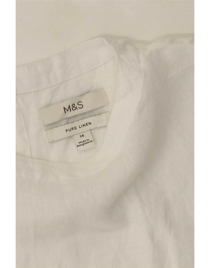 Top camicetta oversize da donna Marks & Spencer UK 14 grande lino bianco