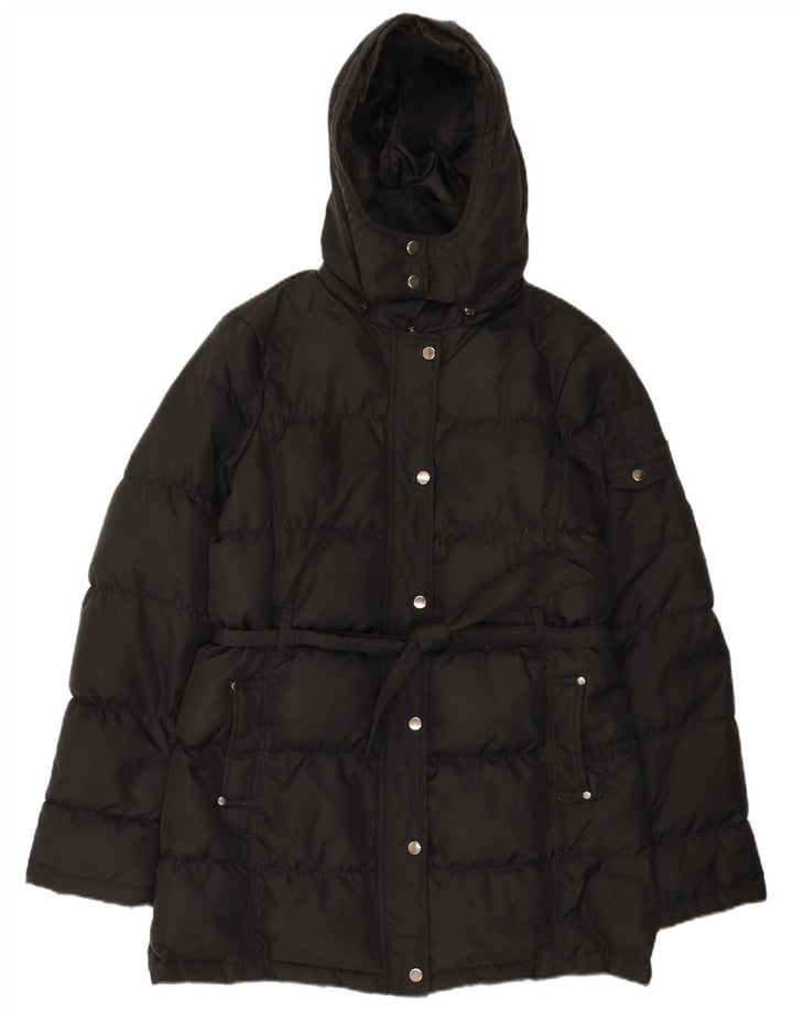 Cappotto imbottito con cappuccio da donna Zara UK 14 medio nero