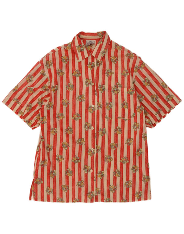 Camicia a maniche corte grafica da donna Newpenny UK 14 Cotone a righe grandi rosse