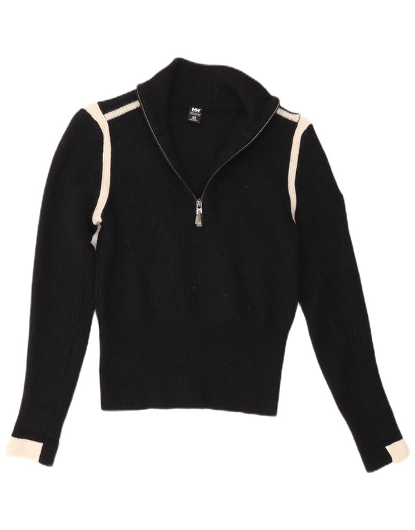 Maglione da donna con collo con zip Helly Hansen UK 10 Small Black Colourblock