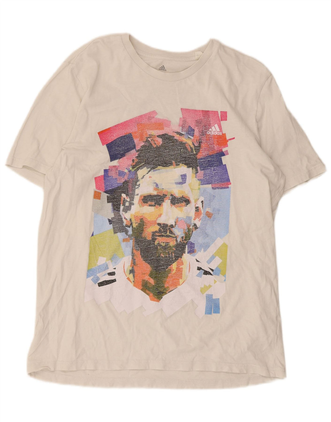 T-shirt grafica Adidas da uomo MESSI Top grande in cotone bianco