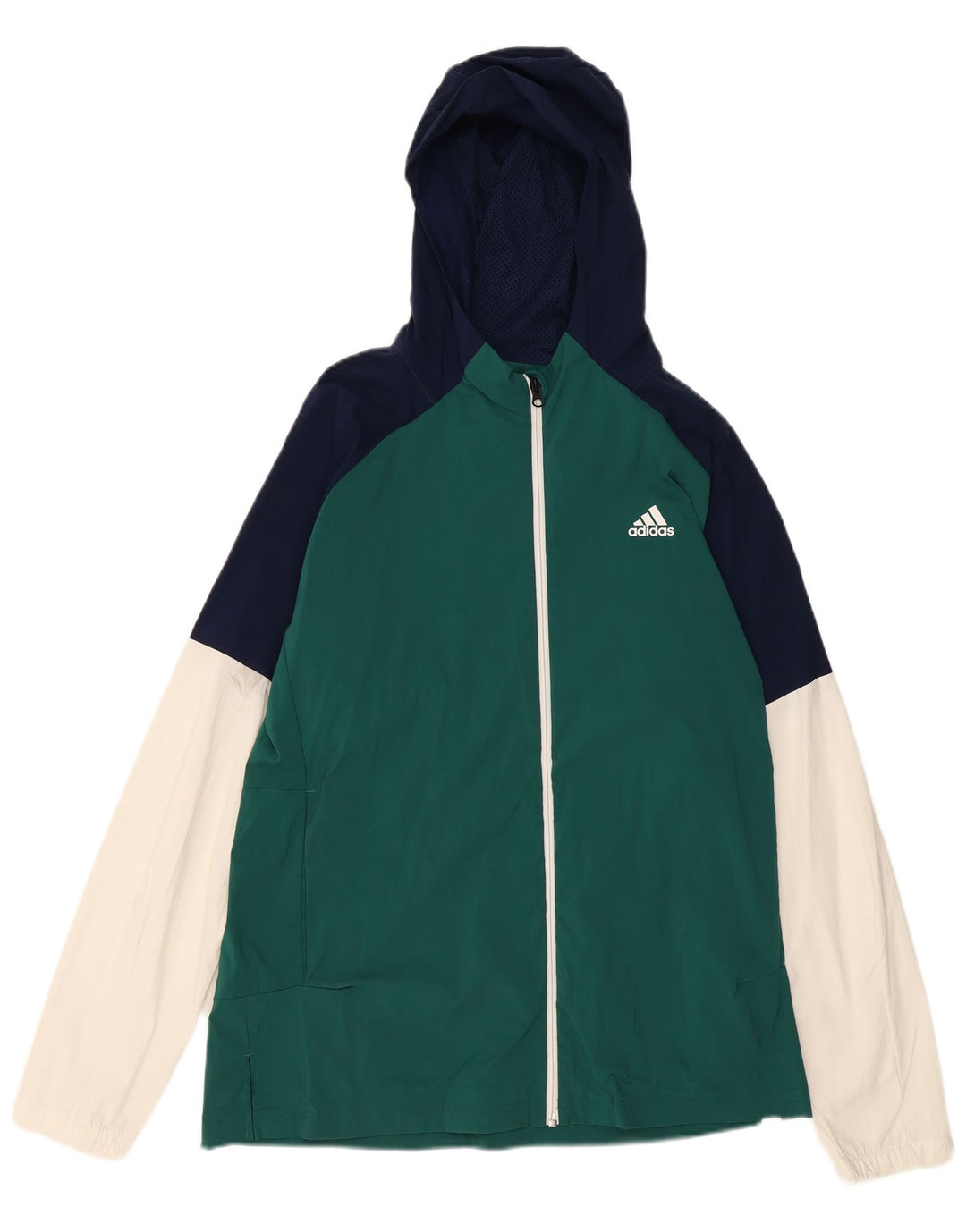 Giacca sportiva da uomo con cappuccio ADIDAS grande in nylon color block verde