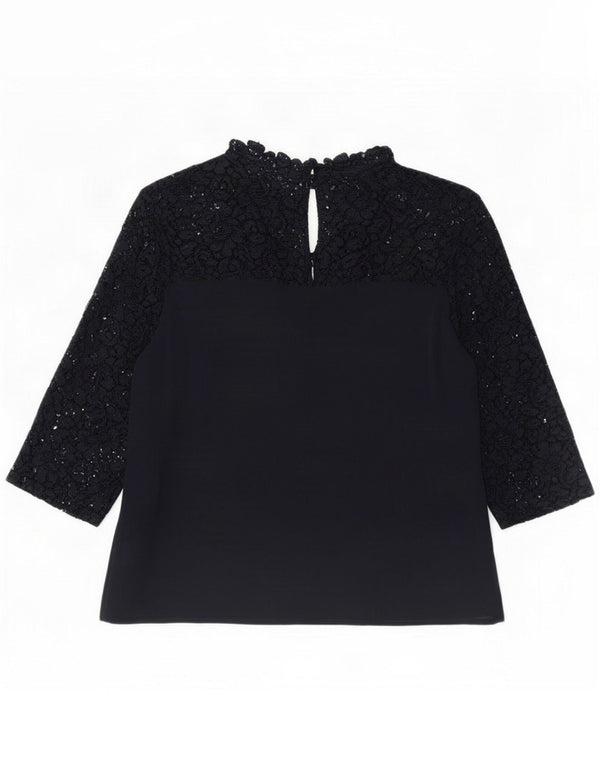 Monsoon Womens 3/4 Sleeve Blouse Top UK 14 Large Navy Blue Viscose