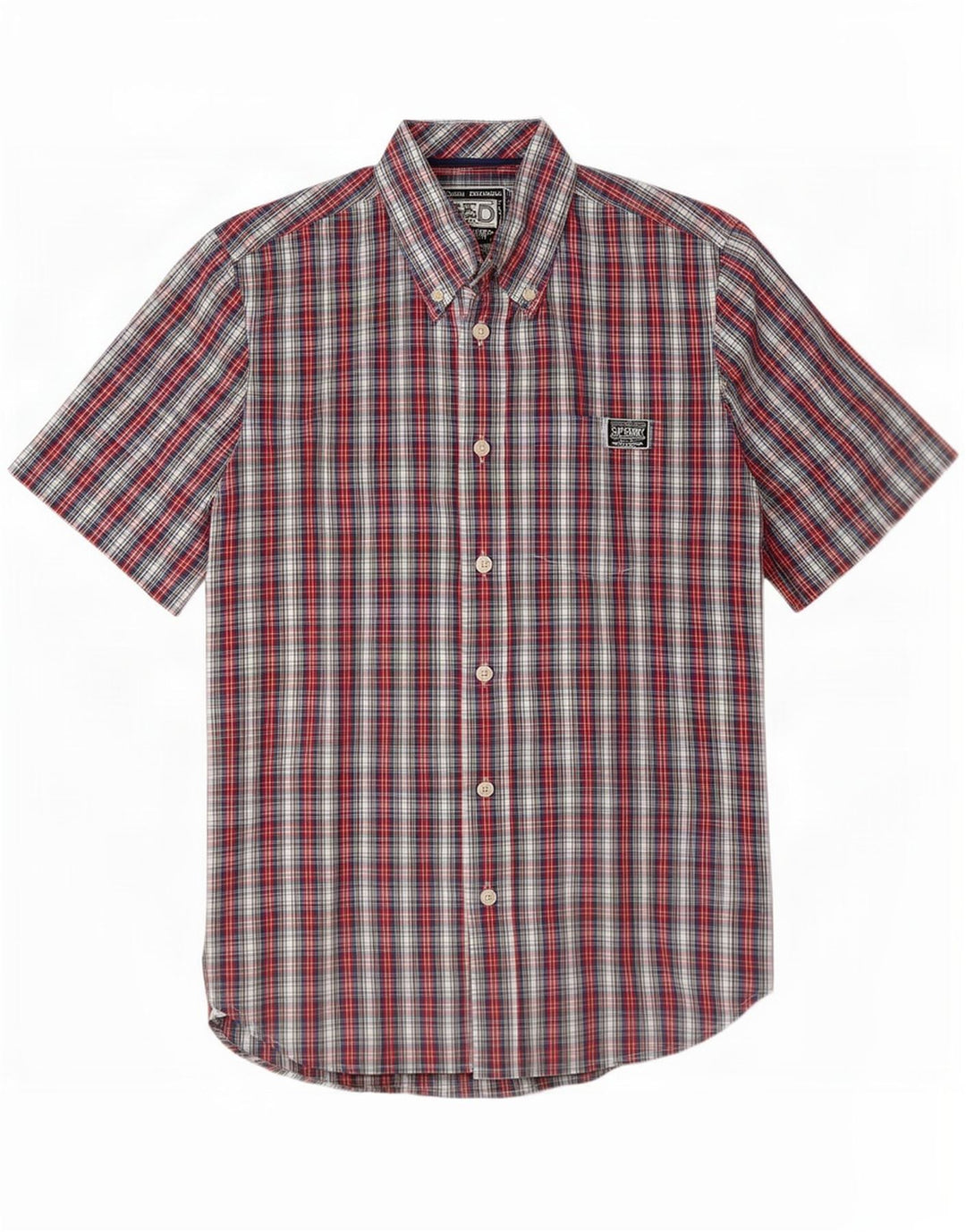 Camicia a maniche corte da uomo Superdry in cotone a quadri multicolore medio