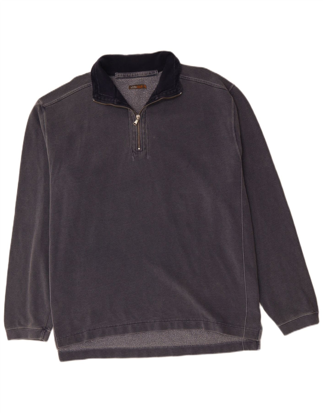 WHITE STUFF Felpa da uomo con collo con zip, maglione 2XL in cotone blu navy