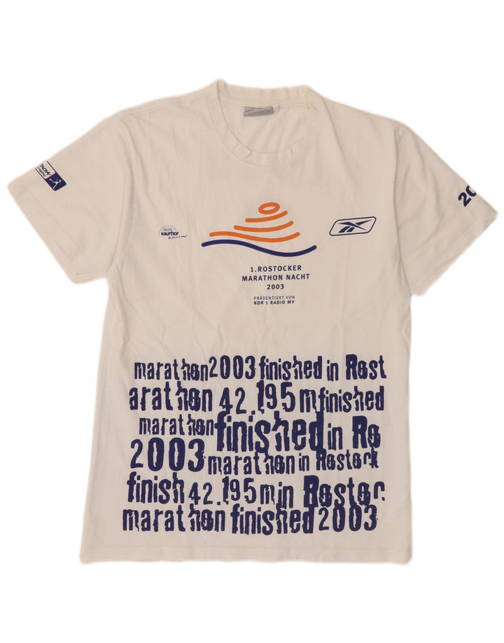 T-shirt grafica da uomo Reebok Top in cotone bianco medio