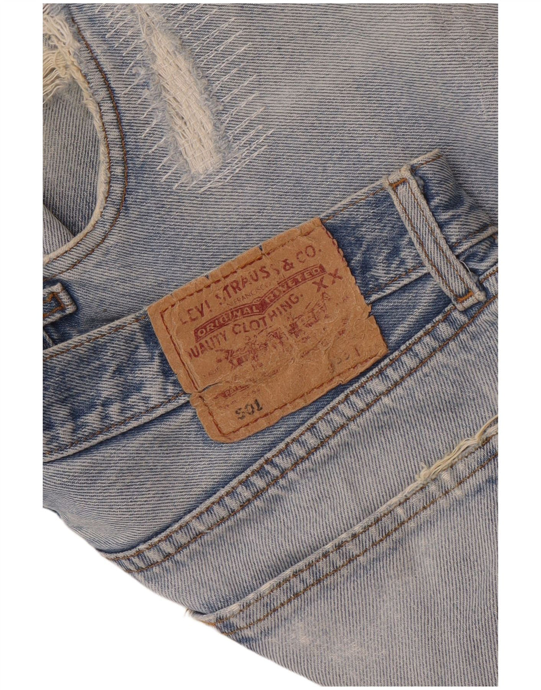 Pantaloncini Levi's da donna 501 in denim invecchiato W33 blu medio