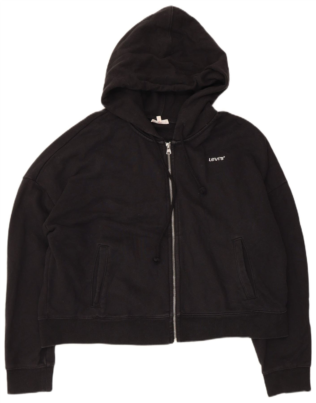 Maglione con cappuccio e zip corto oversize da donna Levi's UK 16 Large Nero