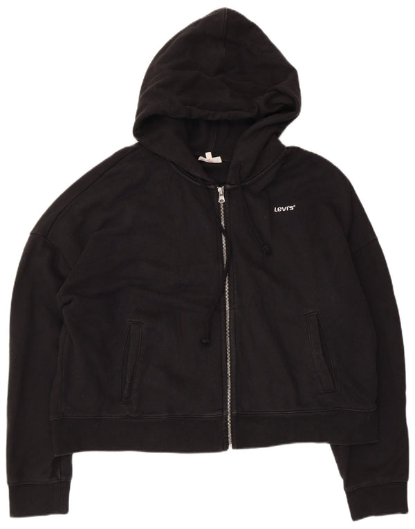 Maglione con cappuccio e zip corto oversize da donna Levi's UK 16 Large Nero