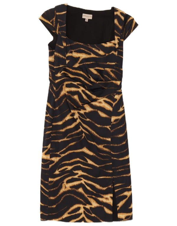 Abito tubino da donna Karen Millen UK 12 Acetato medio nero con stampa animalier