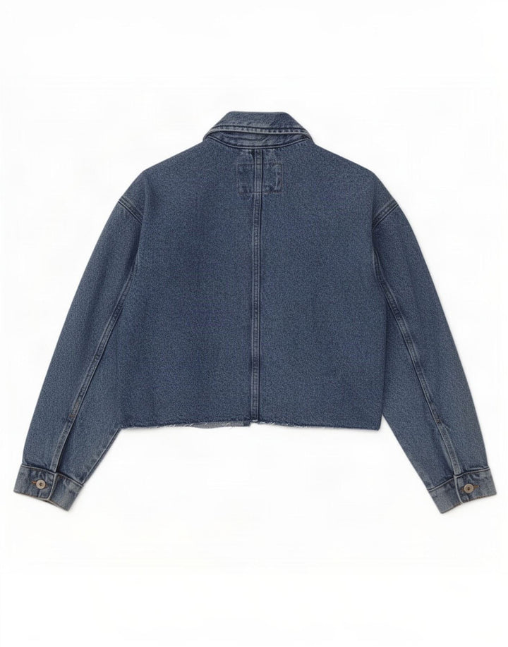 Giacca di jeans oversize corta Marks & Spencer da donna UK 10 piccola cotone blu