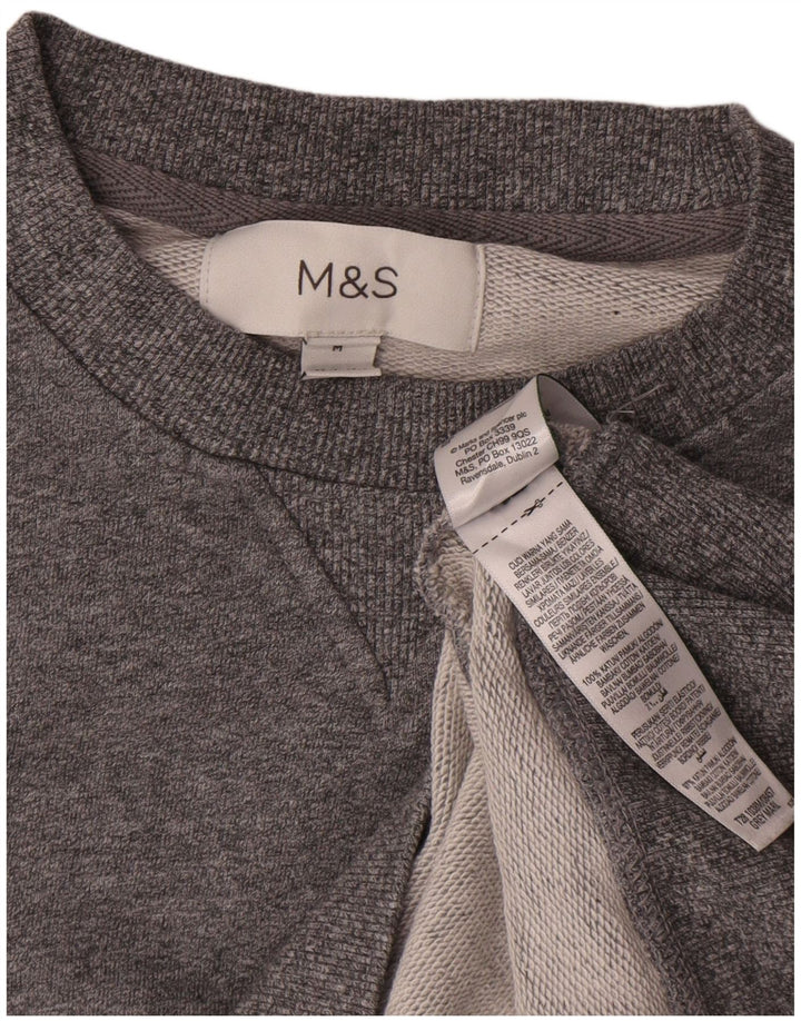 Felpa da uomo Marks & Spencer in cotone chiazzato grigio medio