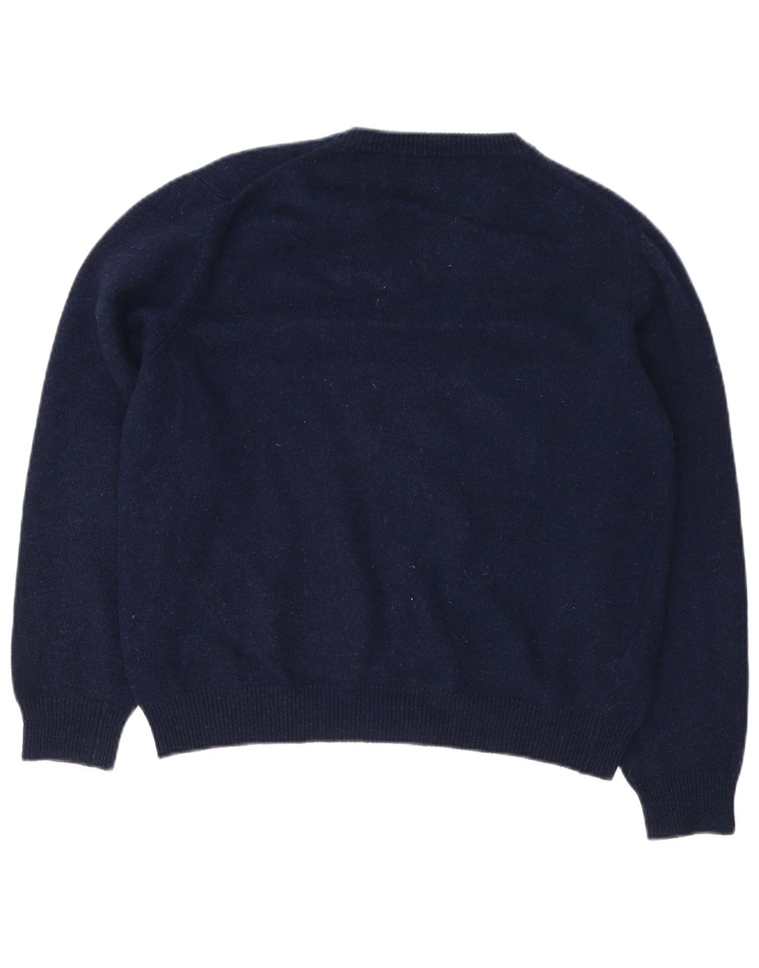 Maglione da uomo con scollo a V Henry Cottons, lana vergine media blu navy