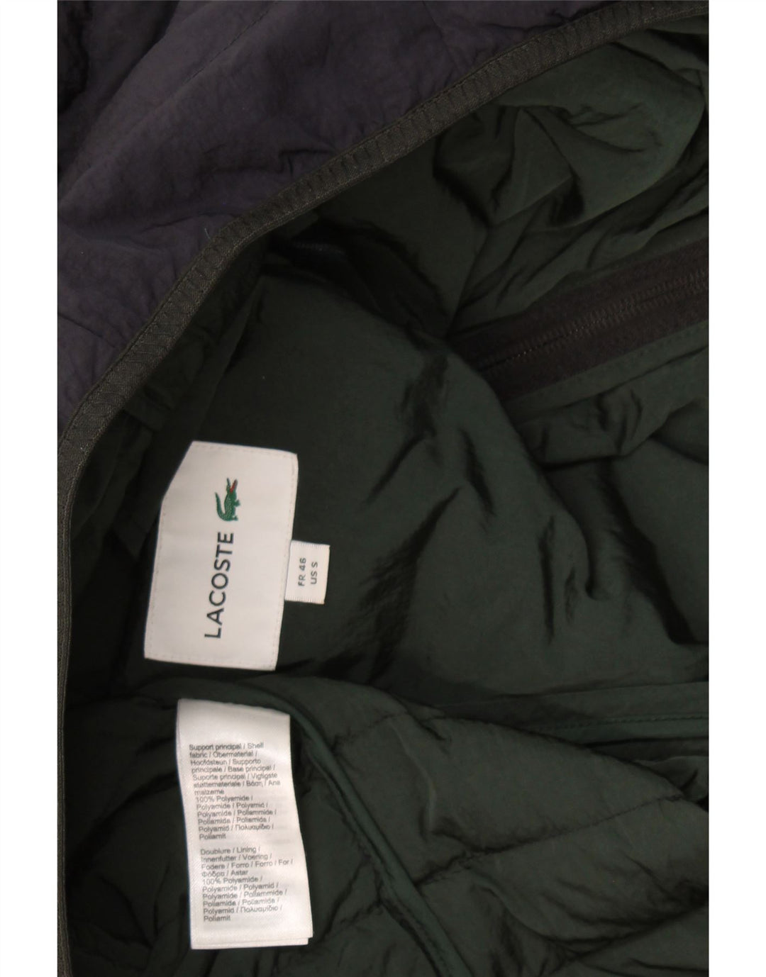 Giacca imbottita con cappuccio da uomo Lacoste EU 46 Small blu navy in poliammide