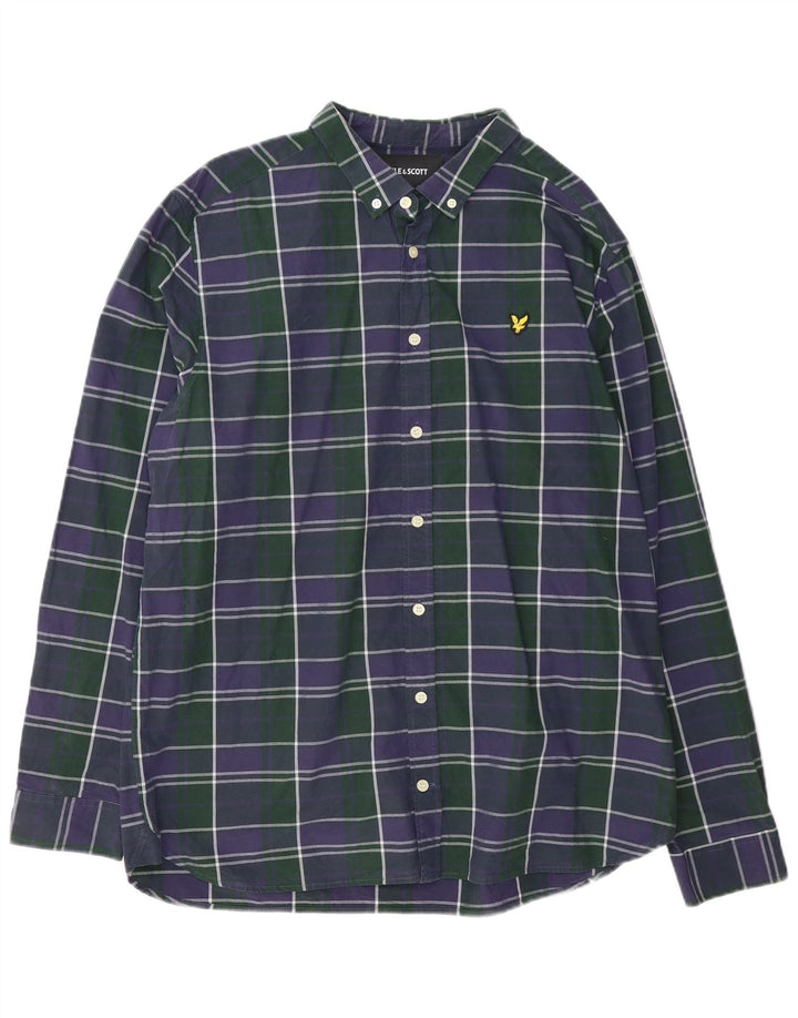 Camicia da uomo Lyle & Scott 2XL cotone a quadri blu navy