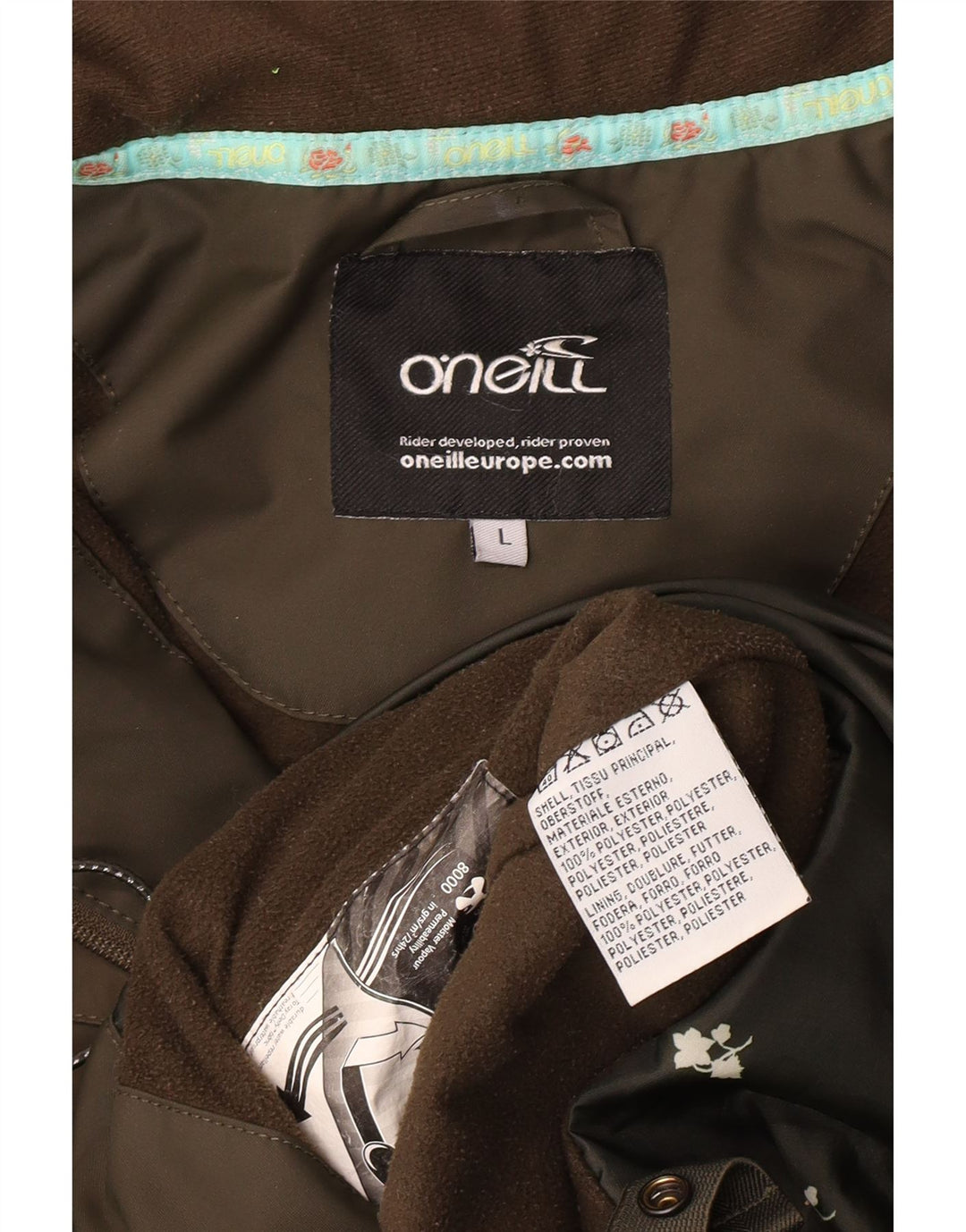 Giacca a vento con cappuccio da donna O'Neill UK 14 grande poliestere kaki
