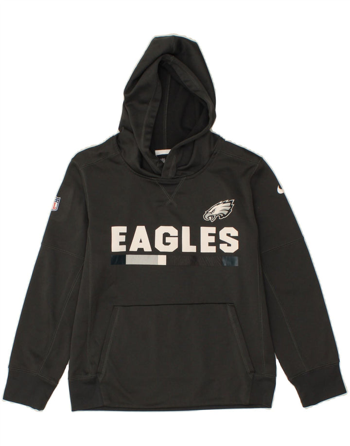 NIKE Boys Eagles Graphic Hoodie Jumper 10-11 Years Medium Black Polyester Vintage Nike and Second-Hand Nike from Messina Hembry 