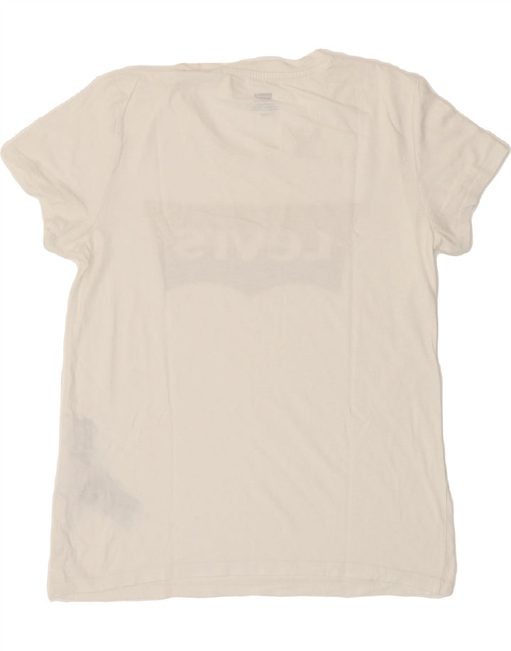 LEVI'S Womens Graphic T-Shirt Top UK 10 Small White Cotton Vintage Levi's and Second-Hand Levi's from Messina Hembry 