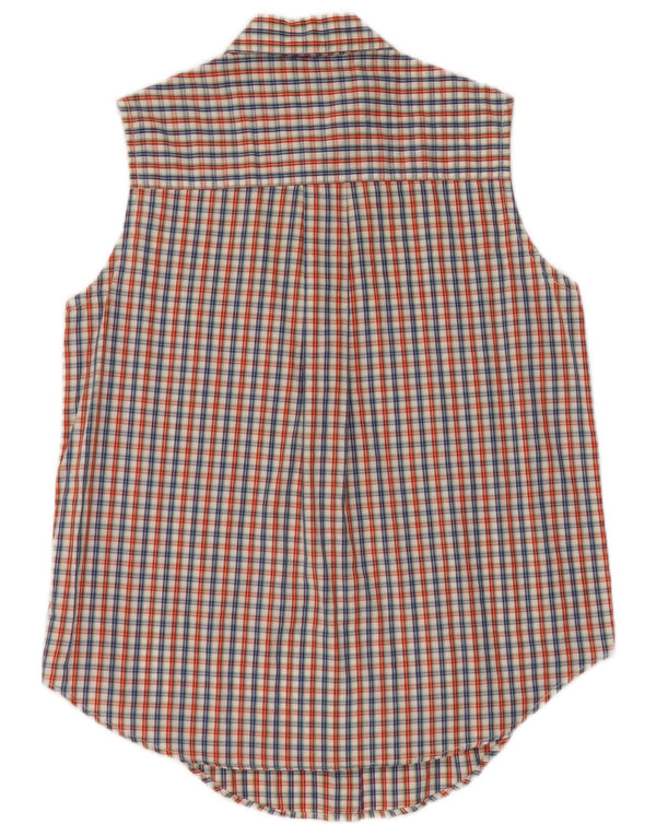 Camicia senza maniche vintage da donna UK 16 grande motivo a quadri multicolore
