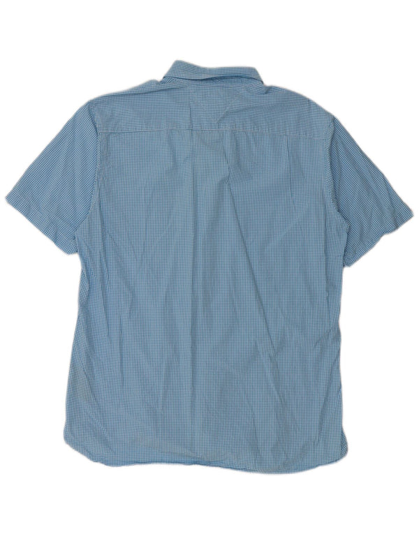 Camicia da uomo a maniche corte su misura Tommy Hilfiger grande cotone a quadretti blu
