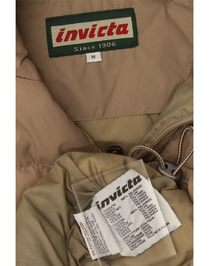 INVICTA Mens Hooded Padded Jacket UK 38 Medium Beige Polyamide