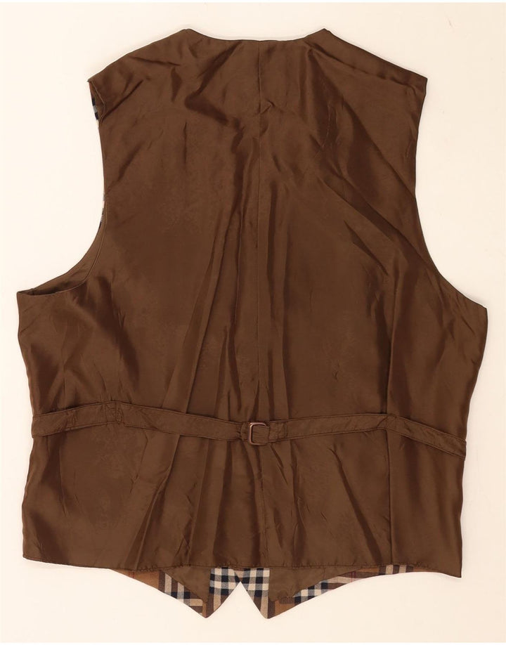 Gilet vintage da uomo a quadri marrone medio