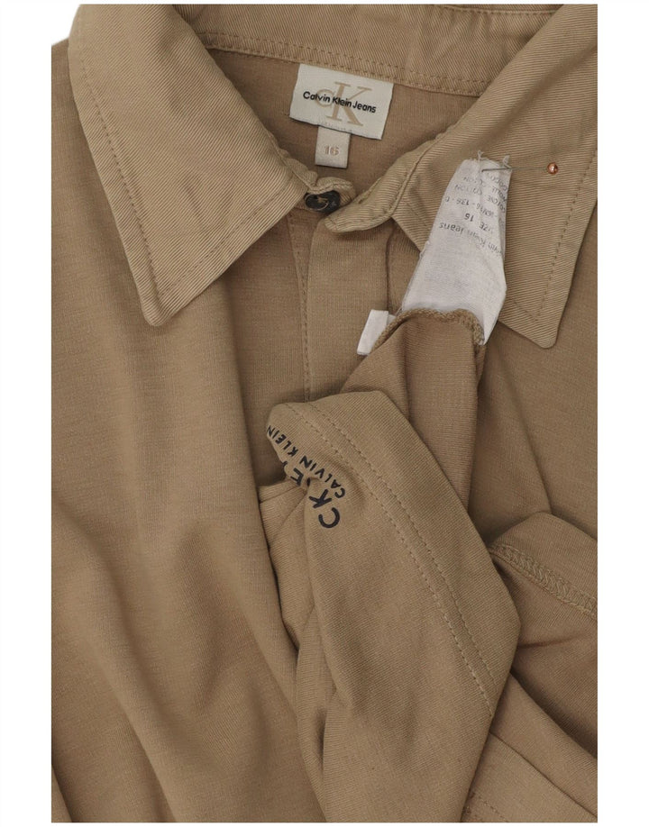 CALVIN KLEIN JEANS Polo Manica Lunga Bambino 15-16 Anni Cotone Beige