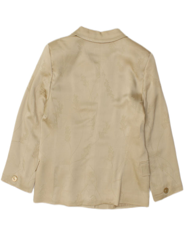 MARELLA Womens 4 Button Blazer Jacket UK 12 Medium  Beige Floral Acetate