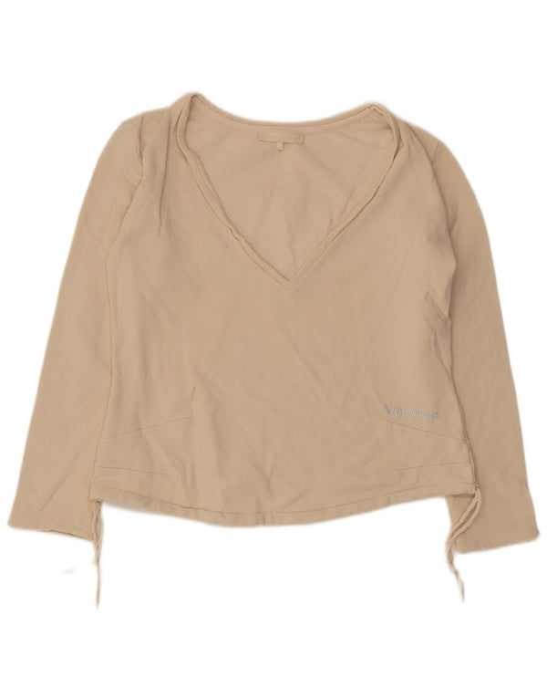 Top da donna Max Mara a maniche lunghe UK 10 piccolo in cotone beige