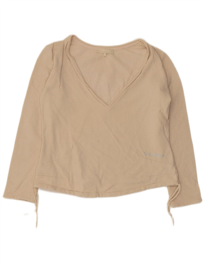 Top da donna Max Mara a maniche lunghe UK 10 piccolo in cotone beige