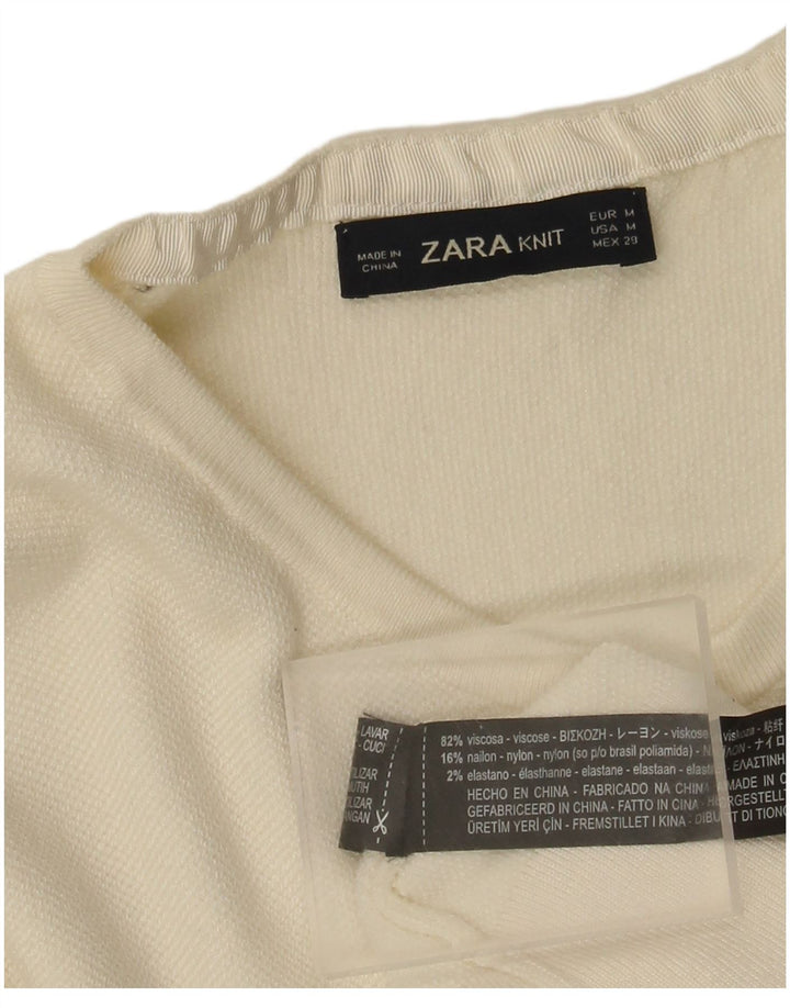 Maglione cardigan da donna Zara UK 12 viscosa bianca media