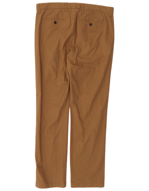 TOMMY HILFIGER Pantaloni chino dritti da uomo W34 L32 cotone marrone