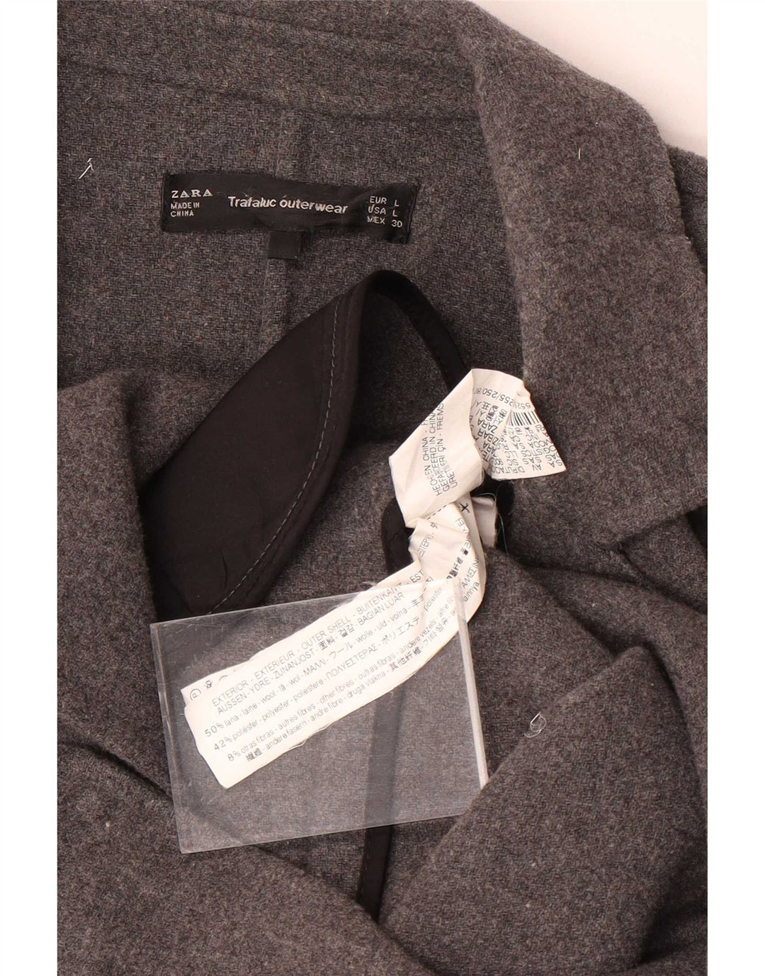 Cappotto aperto Trafaluc da donna Zara UK 16 grande lana grigia