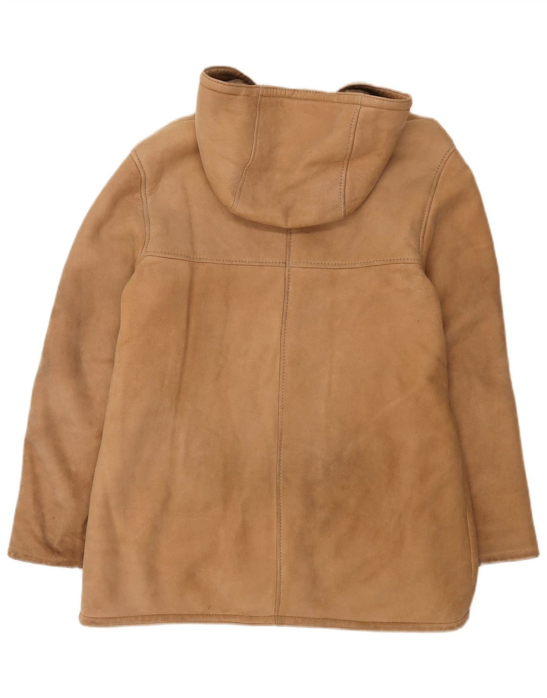 Giubbotto in shearling con cappuccio da donna vintage UK 12 Beige medio