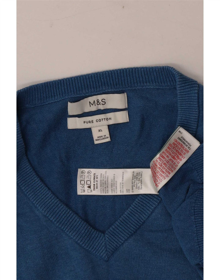 Maglione da uomo con scollo a V Marks & Spencer XL in cotone blu