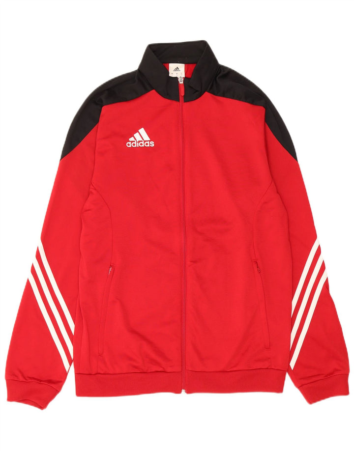 Giacca da ginnastica da uomo Adidas Small in poliestere color block rosso